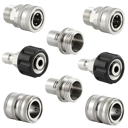 Asyduey Schnellanschlusssatz für Hochdruckreiniger Aus Edelstahl, M22 14 mm auf 3/8 Schnellanschluss, 3/4 auf 1/2 Schnellwechseladapter, Langlebig, Einfache Installation, Einfach zu Bed Asyduey Schnellanschlusssatz für Hochdruckreiniger Aus Edelstahl, M22 14 mm auf 3/8 Schnellanschluss, 3/4 auf 1/2 Schnellwechseladapter, Langlebig, Einfache Installation, Einfach zu Bed von Asyduey