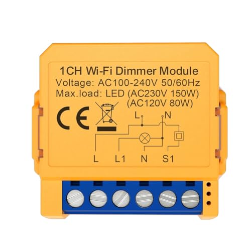Asyduey Tuya WiFi Smart Dimmerschaltermodul 1CH Steuerung LED-Leuchten Dimmbarer Schalter Stufenloses Dimmen + Sprachsteuerung Asyduey Tuya WiFi Smart Dimmerschaltermodul 1CH Steuerung LED-Leuchten Dimmbarer Schalter Stufenloses Dimmen + Sprachsteuerung von Asyduey