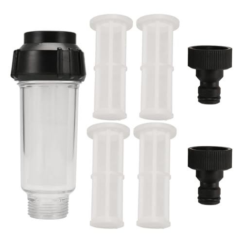 Asyduey Wasserfilter Gartenschlauch 3/4 Wasservorfilter Wasserfilter Set mit 5 FiltereinsäTzen + 2 Schnelladapter von Asyduey