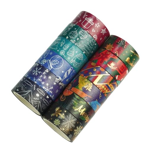 Asyduey Weihnachts-Washi-Klebeband-Set, 12 Rollen, Winterverzierung für Kunst, DIY, Planer, Verpackung Asyduey Weihnachts-Washi-Klebeband-Set, 12 Rollen, Winterverzierung für Kunst, DIY, Planer, Verpackung von Asyduey