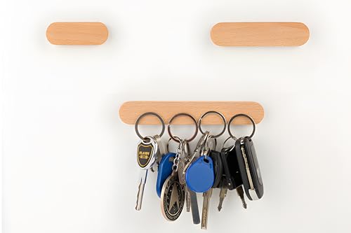 AtEaze Magnetischer Schlüsselhalter | Buchen Holz | Wandhalterung aus Holz | Umzugsgeschenk | Selbstklebend | Schlüsselbrett | minimalistisch (Buche, 3er Set) von AtEaze