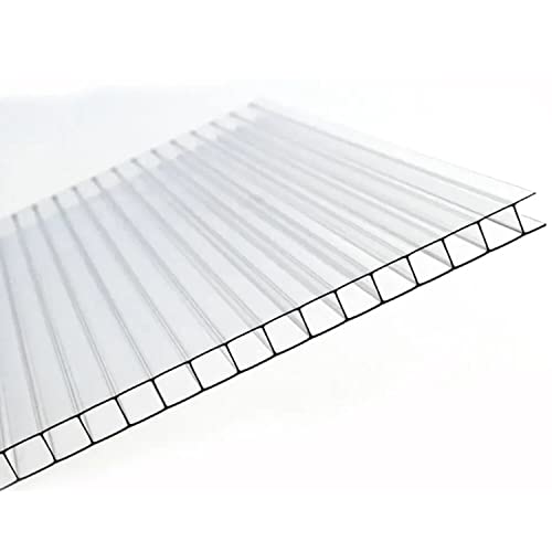 AtHaus® Polycarbonat Hohlkammerstegplatten - 200 Maße zur Auswahl | 1350 x 705-4mm Stärke | UV-beständigen (Transparent)|stoßsicheren Doppelstegplatte Gewächshausplatte Stegplatten von AtHaus