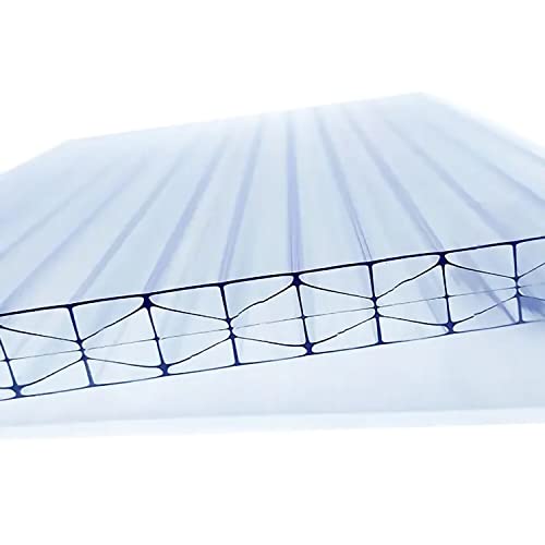 AtHaus® Polycarbonat Hohlkammerstegplatten - 200 Maße zur Auswahl | 1140 x 697-10mm Stärke | UV-beständigen (Transparent)|stoßsicheren Doppelstegplatte Gewächshausplatte Stegplatten von AtHaus