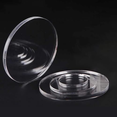 AtHaus Acrylglas PLEXIGLAS ®, Laser Zuschnitt Rund - Ø 350 mm, 6 mm stark, Kreiszuschnitt, Polierte Kante glatt, Transparent, UV-Schutz und beidseitig foliert von AtHaus