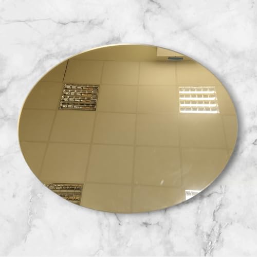 AtHaus Acrylspiegel 3 mm Acrylglas Spiegelfliesen, Zuschnitt Rund - Ø 250 mm, Farbe: Gold, Dekorative rahmenloser Kunststoffspiegel, Größen und Zuschnitt nach Wunsch von AtHaus