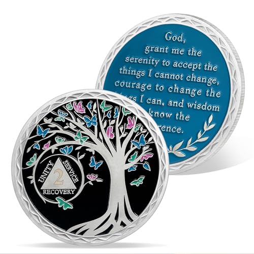 AtSKnSK 2 Monate Nüchternheit Münze 1–12 Monate 24 Stunden Nüchternheits Münze Lebensbaum AA Chips Medaillons für Männer und Damen Anonyme Alkoholiker Geschenk zur Genesung von Sucht (2 Monat) von AtSKnSK