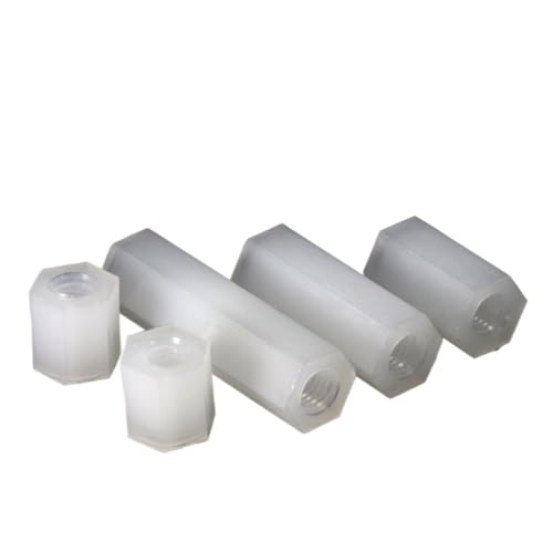Kunststoffschrauben, Nylonschrauben， 50 Stück M2 M2,5 M3 M4 M5 weißer Nylon-Doppelpass-Sechskant-Abstandshalter aus Kunststoff mit Innensechskantgewinde for Leiterplatten-Motherboard-Abstandshalter-Sä von AtZOtOYZJ