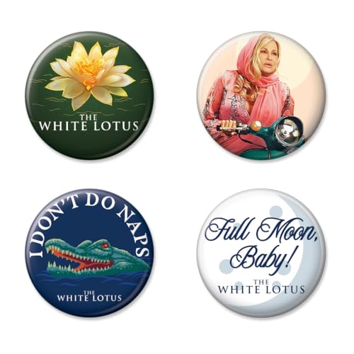 Ata-Boy HBO's White Lotus Set mit 4 3,2 cm großen Sammelknöpfen Set Tanya, Logos von Ata-Boy