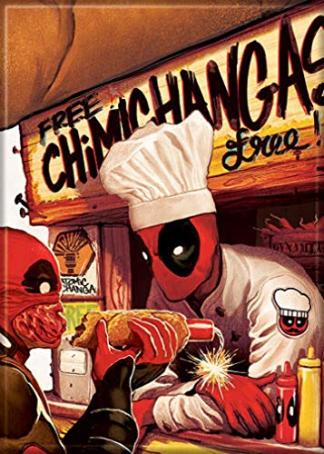 Ata Boy Marvel Comics Deadpool Magnet, 6,4 x 8,9 cm, für Kühlschrank und Schließfächer, Sortiment #1 2.5" x 3.5" Chimichanga Stand von Ata Boy
