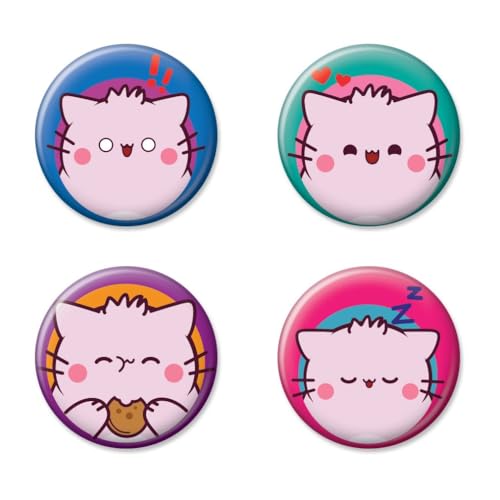 Ata-Boy Pembe The Pink Cat Moods Set mit vier 3,2 cm großen Sammelknöpfen Ata-Boy Pembe The Pink Cat Moods Set mit vier 3,2 cm großen Sammelknöpfen von Ata-Boy