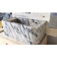 Calacatta Viola Marmor Geflochten Waschbecken Wandhalterung Badezimmer Puder Custom Vanity Top Naturstein von AtaMarbleDesign
