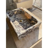 Calacatta Viola Marmor Waschbecken Wandhalterung Badezimmer Powder Room Sink Benutzerdefinierte Vanity Top von AtaMarbleDesign