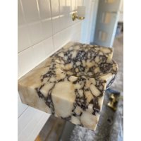 Calacatta Viola Marmor Waschbecken | Wandhalterung Schiff Benutzerdefinierte Waschtischplatte Gästebuch Stube von AtaMarbleDesign