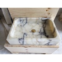 Calacatta Viola Marmor Waschbecken Wandhalterung Badezimmer Pulverraum Custom Vanity Top von AtaMarbleDesign