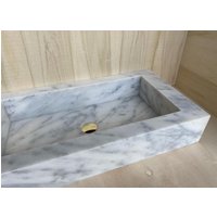 Carrara Marmor Waschbecken Wandhalterung Badezimmer Integriertes Gästetoilette Benutzerdefinierte Vanity Top von AtaMarbleDesign