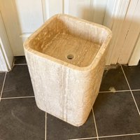 Travertin Sockel Waschbecken | Naturstein Marmor Benutzerdefinierte Gästebuch Stube von AtaMarbleDesign