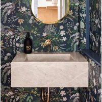 Grau Weiß Marmor Waschbecken Rechteck Badezimmer Powder Room Sink Benutzerdefinierte An Der Wand Befestigte von AtaMarbleDesign