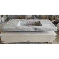 Helles Weißes Marmor Waschbecken Integriertes Vanity Top Spüle Custom Sink von AtaMarbleDesign