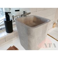Travertin Sockel Waschbecken | Naturstein Marmor Benutzerdefinierte Gästebuch Stube von AtaMarbleDesign