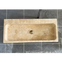 Versandfertig Travertin Waschbecken Wandhalterung Marmor Badezimmer Pulverraum Waschtisch Top von AtaMarbleDesign