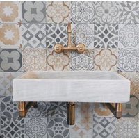 Weiß Grau Marmor Waschbecken Wand Montieren Personalien Sink Benutzerdefinierte Waschtisch Top von AtaMarbleDesign