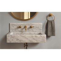 Carrara Marmor Waschbecken | Wandhalterung Schiff Benutzerdefinierte Waschtischplatte Gästebuch Stube von AtaMarbleDesign