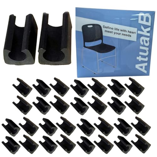 32 Stück Kunststoff Klemmschalengleiter Stuhlgleiter Für Freischwinger Stuhlgleiter Bodenschongleiter Silencer Möbelgleiter Für Runde Rohre (12mm,Schwarz) von Atack-B