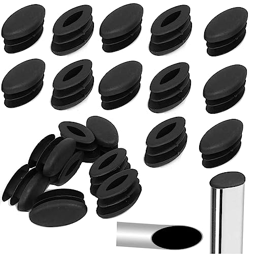 32 Stück Lamellenstopfen Stuhlbeinkappen Stuhl Abdeckkappen Fußkappen für Gartenstühle Oval Stuhlbeinkappen Möbel Schutzkappen Ovalrohre Rohrkappen Stopfen Endkappen Kunststoff (15x30mm,Schwarz) von Atack-B