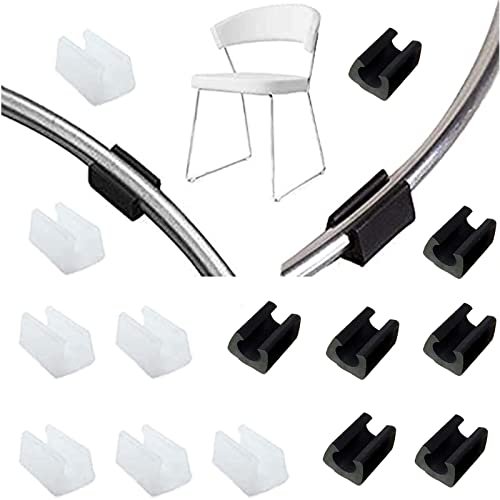 32 Stück Silikon-Stuhlrohr-Klemm-Stuhlbeinkappen, U-förmige Rohrhülsen, Rohrklemme, Bodenschutz, Kunststoff für Fußabdeckungen auf den meisten Möbeln (14 mm, schwarz + weiß) von Atack-B