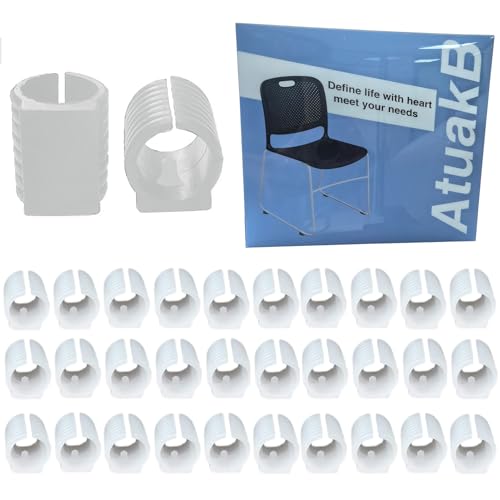Atack-B 32 Stück Kunststoff Klemmschalengleiter Stuhlgleiter Für Freischwinger Stuhlgleiter Bodenschongleiter Silencer Möbelgleiter Für Runde Rohre (25mm,Weiß) von Atack-B