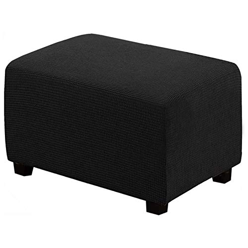 Atack-B Ottomane Schonbezug Bezug Für Fußhocker Fußbank Elastisch Husse Für Sofa Sitzhocker Überzug Für Rechteckiger Hocker Fußschemel Fußstütze (Schwarz,L) von Atack-B