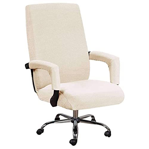 Bürostuhl Bezug Abdeckung Stuhlhussen Drehstuhl Bezug Moderne Stuhl Überzug Sessel Cover Elastische Waschbar Stuhlhussen Set Für Office (Beige,XL) von Atack-B