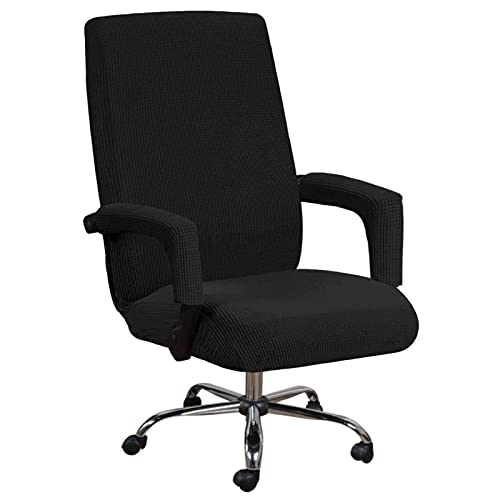 Bürostuhl Bezug Abdeckung Stuhlhussen Drehstuhl Bezug Moderne Stuhl Überzug Sessel Cover Elastische Waschbar Stuhlhussen Set Für Office (Schwarz,L) von Atack-B