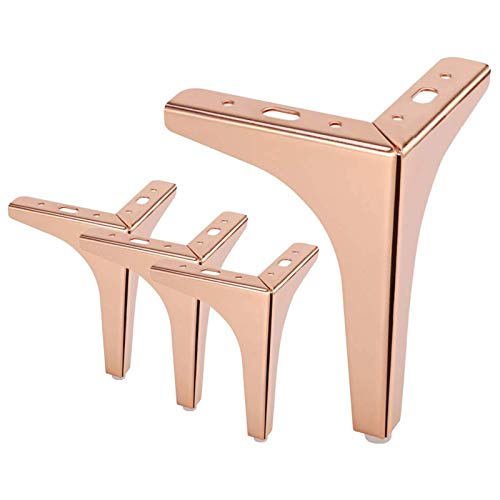 Metall Möbelfüße, Metall Diamant Dreieck Tischbeine Schrankfüße DIY Ersatz für Schrank Sofa Couch Regal Schreibtisch 4 Stück (4" / 10cm,Roségold) von Atack-B