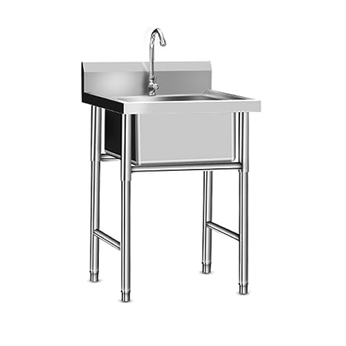 Atduglanix Verbessertes Allzweckspülbecken aus Edelstahl mit 1/2 Fach, freistehender gewerblicher Spüle, Spülbecken for Wäscherei, Restaurant, Küchenspüle im Innen- und Außenbereich (Size : 70x70x80c von Atduglanix