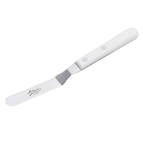 Ateco 1335 Offset-Spatel mit 11,4 cm Edelstahlklinge, Kunststoffgriff, spülmaschinenfest Glasurspachtel, Klinge aus Edelstahl mit weißem Griff von Ateco