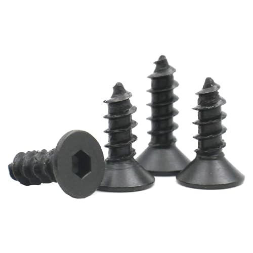Selbstschneidende Schraube mit flachem Senkkopf M2-M6 aus schwarzem Kohlenstoffstahl und Innensechskant, 20 Stück, M6X16mm Selbstschneidende Schraube mit flachem Senkkopf M2-M6 aus schwarzem Kohlenstoffstahl und Innensechskant, 20 Stück, M6X16mm von Ateldooly