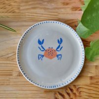 Krabbenschale Aus Keramik, Sammlung Meerestiere. Korallen - Und Blautöne, Glänzende Emaille von AtelieRdeLaureB