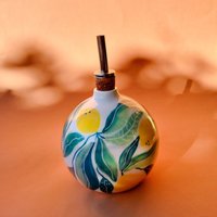 Kugelflasche, Soliflore - Oder Keramikölflasche, Zitronenmuster von AtelieRdeLaureB