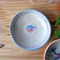 Marine-Keramikschale, Kugelfisch, Koralle Und Blaue Farbe von AtelieRdeLaureB