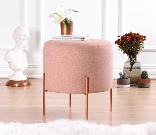 Atelier Del Sofa Bohemian Pink Pouffe, 42 cm Height x 40 cm Depth | 50% Cotton & 50% Linen, 5 cm Orthopedic Sponge, Copper Coated Iron Legs | Stylish & Functional for Hotel & Home Atelier Del Sofa Bohemian Pink Pouffe, 42 cm Height x 40 cm Depth | 50% Cotton & 50% Linen, 5 cm Orthopedic Sponge, Copper Coated Iron Legs | Stylish & Functional for Hotel & Home von Atelier Del Sofa