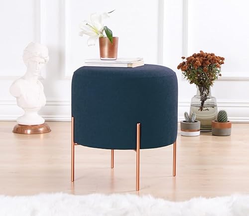 Atelier Del Sofa Bohemian Pouffe, Navy Blue, 42 cm Height x 40 cm Depth | 50% Cotton/50% Linen, 5 cm Orthopedic Sponge, Copper Coated Iron Legs | Stylish & Comfortable for Home & Hotel Atelier Del Sofa Bohemian Pouffe, Navy Blue, 42 cm Height x 40 cm Depth | 50% Cotton/50% Linen, 5 cm Orthopedic Sponge, Copper Coated Iron Legs | Stylish & Comfortable for Home & Hotel von Atelier Del Sofa