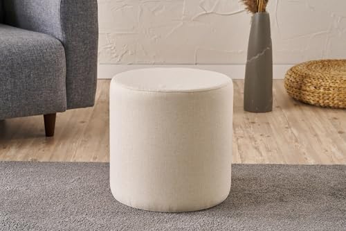 Atelier Del Sofa Elegant Cream Pouffe, 40 cm Diameter x 40 cm Height | Wooden Frame, 50% Cotton/50% Polyester, Easy Clean Fabric, Comfortable 32 DNS Foam | Stylish Accent for Home Decor Atelier Del Sofa Elegant Cream Pouffe, 40 cm Diameter x 40 cm Height | Wooden Frame, 50% Cotton/50% Polyester, Easy Clean Fabric, Comfortable 32 DNS Foam | Stylish Accent for Home Decor von Atelier Del Sofa