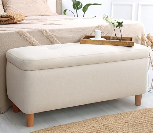 Atelier Del Sofa Elegant Cream Pouffe with Beechwood Legs, 100 x 45 x 41 cm | 50% Cotton & 50% Linen, 8 cm Orthopedic Sponge | Stylish & Comfortable for Modern Living Spaces Atelier Del Sofa Elegant Cream Pouffe with Beechwood Legs, 100 x 45 x 41 cm | 50% Cotton & 50% Linen, 8 cm Orthopedic Sponge | Stylish & Comfortable for Modern Living Spaces von Atelier Del Sofa