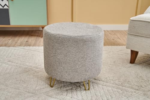 Atelier Del Sofa Elegant Cream Velvet Pouffe, 40 x 40 x 40 cm | 100% Wooden Frame, 32 DNS Foam for Comfort | Stylish Addition to Modern Living Spaces von Atelier Del Sofa