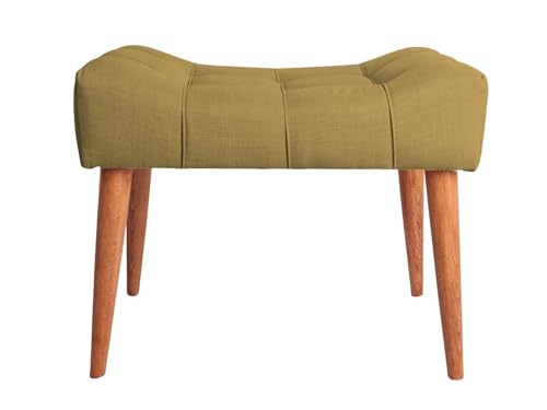 Atelier Del Sofa Elegant Latte Pouffe, Solid Wood Frame, 100% Polyester, 32 DNS Foam, 58x45x40 cm | Easy Clean Fabric & Stylish Wood Legs | Perfect for Modern Living Spaces von Atelier Del Sofa