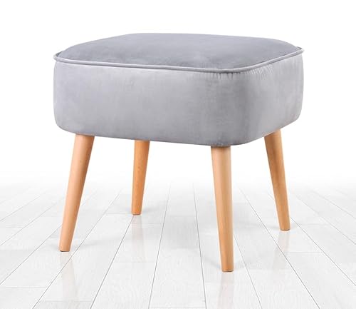 Atelier Del Sofa Elegant Light Grey Pouffe, 100% Velvet, Wooden Legs, 35 DNS Orthopedic Sponge, 45x43x45 cm | Perfect for Bohemian & Scandinavian Decor Atelier Del Sofa Elegant Light Grey Pouffe, 100% Velvet, Wooden Legs, 35 DNS Orthopedic Sponge, 45x43x45 cm | Perfect for Bohemian & Scandinavian Decor von Atelier Del Sofa