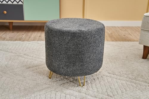 Atelier Del Sofa Elegant Velvet Pouffe, Anthracite & Gold, 40 x 40 x 40 cm | 100% Wooden Frame, 32 DNS Foam for Comfort | Stylish Accent for Modern Living Spaces von Atelier Del Sofa