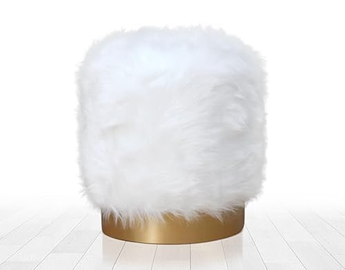 Atelier Del Sofa Elegant White Pouffe with Wooden Legs, 45 cm Height, 40 cm Depth | 100% Polyester & 35 DNS Orthopedic Sponge | Stylish & Functional for Glam Spaces von Atelier Del Sofa
