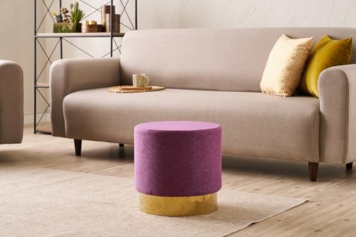 Atelier Del Sofa Lilac Pouffe with Wooden Frame & Metal Legs, 40 cm Diameter x 40 cm Height | 50% Cotton/50% Polyester, Easy Clean Fabric, 32 DNS Foam for Comfort Atelier Del Sofa Lilac Pouffe with Wooden Frame & Metal Legs, 40 cm Diameter x 40 cm Height | 50% Cotton/50% Polyester, Easy Clean Fabric, 32 DNS Foam for Comfort von Atelier Del Sofa